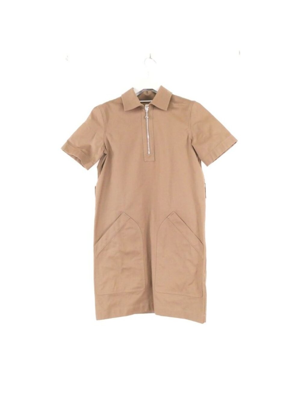 Hermes Dress Cotton Short Sleeve Below Knee Length Thule Half Zip 36